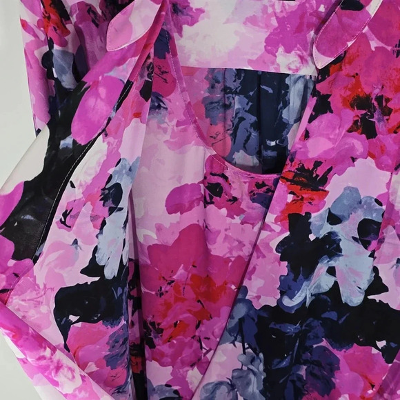 {Alfani} Women's Floral Abstract Print Drape Front Blouse - Size 8 - Picture 9 of 11